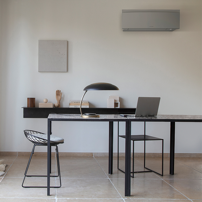 Daikin Emura silver wall-mounted aircon hallway