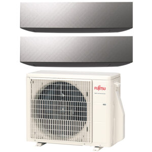 Multi split geconnecteerd op 2 kamers met telkens Fujitsu Design Silver. Met 1 airconditioning buitentoestel koel je neerdere kamers tegelijkertijd.