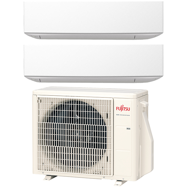 Multi split geconnecteerd op 2 kamers met telkens Fujitsu Design White. Met 1 airconditioning buitentoestel koel je neerdere kamers tegelijkertijd.