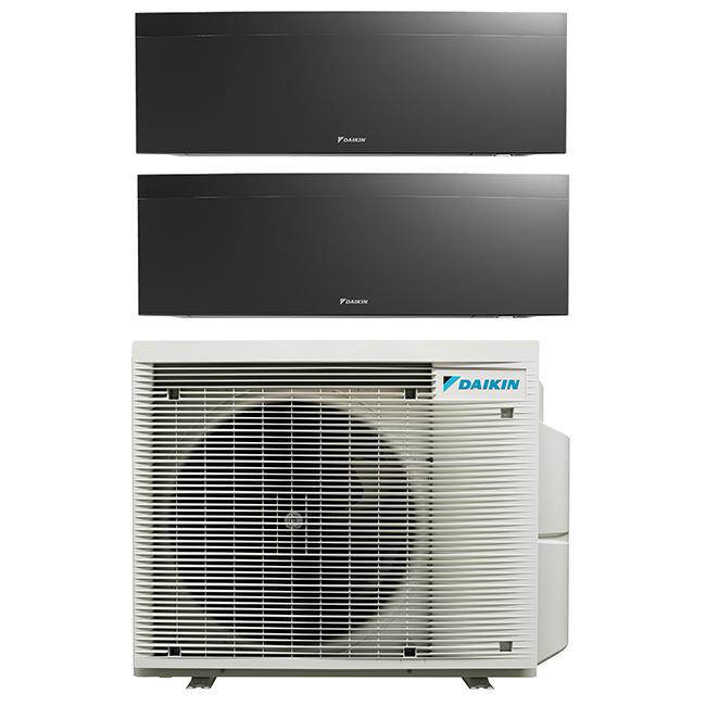 Daikin multi-split geconnecteerd op 2 kamers met het binnentoestel Emura Black. Meerdere kamers erwarmen & koelen met maar 1 airco buitentoestel.