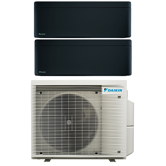 Daikin multi-split geconnecteerd op 2 kamers met het binnentoestel Stylish Zwart. Meerdere kamers erwarmen & koelen met maar 1 airco buitentoestel.