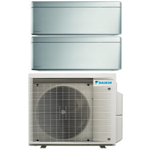 Daikin multi-split geconnecteerd op 2 kamers met het binnentoestel Stylish Zilver. Meerdere kamers erwarmen & koelen met maar 1 airco buitentoestel.