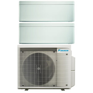 Daikin multi-split geconnecteerd op 2 kamers met het binnentoestel Stylish Wit. Meerdere kamers erwarmen & koelen met maar 1 airco buitentoestel.