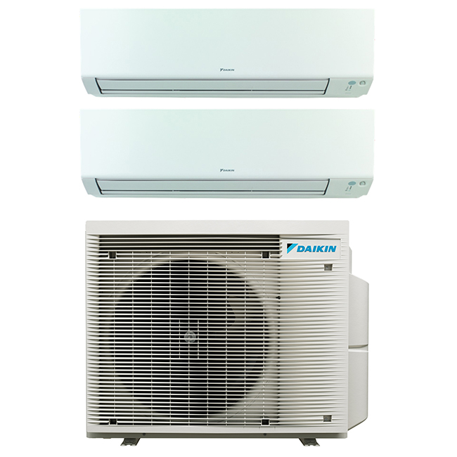 Daikin multi-split geconnecteerd op 2 kamers met het binnentoestel Perfera. Meerdere kamers erwarmen & koelen met maar 1 airco buitentoestel.