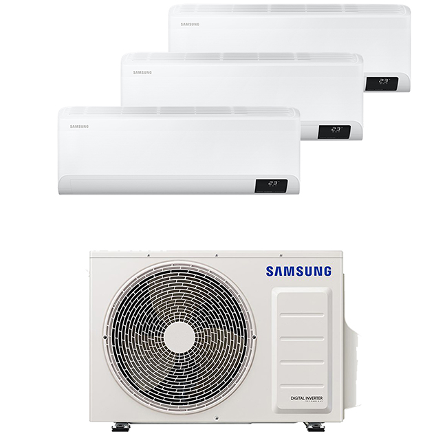 Multi-split geconnecteerd op 3 kamers met een Samsung Cebu. Met 1 airconditioning buitentoestel verschillende ruimtes koelen en verwarmen.
