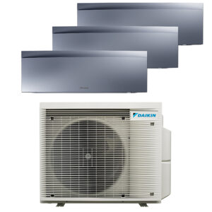 Daikin multi-split geconnecteerd op 3 kamers met het binnentoestel Emura Zilver. Meerdere kamers erwarmen & koelen met maar 1 airco buitentoestel.