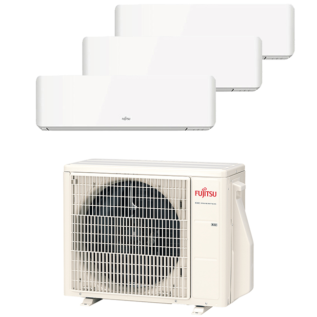 Multi-split geconnecteerd op 3 kamers met telkens Fujitsu KM-series. Met 1 airconditioning buitentoestel koel je neerdere kamers tegelijkertijd.