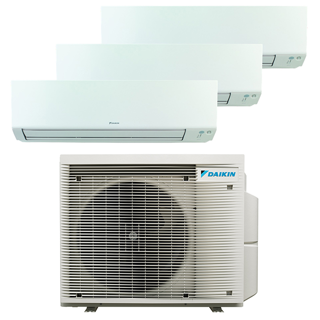 Daikin multi-split geconnecteerd op 3 kamers met het binnentoestel Perfera. Meerdere kamers erwarmen & koelen met maar 1 airco buitentoestel.