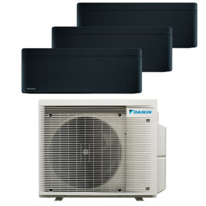 Daikin multi-split geconnecteerd op 3 kamers met het binnentoestel Stylish Zwart. Meerdere kamers erwarmen & koelen met maar 1 airco buitentoestel.