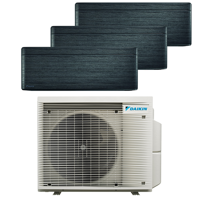 Daikin multi-split geconnecteerd op 3 kamers met het binnentoestel Stylish Blackwood. Meerdere kamers erwarmen & koelen met maar 1 airco buitentoestel.