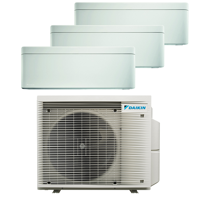 Daikin multi-split geconnecteerd op 3 kamers met het binnentoestel Stylish Wit. Meerdere kamers erwarmen & koelen met maar 1 airco buitentoestel.