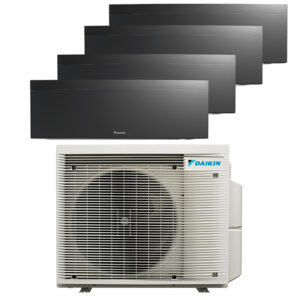 Daikin multi-split geconnecteerd op 4 kamers met het binnentoestel Emura Zwart. Meerdere kamers erwarmen & koelen met maar 1 airco buitentoestel.