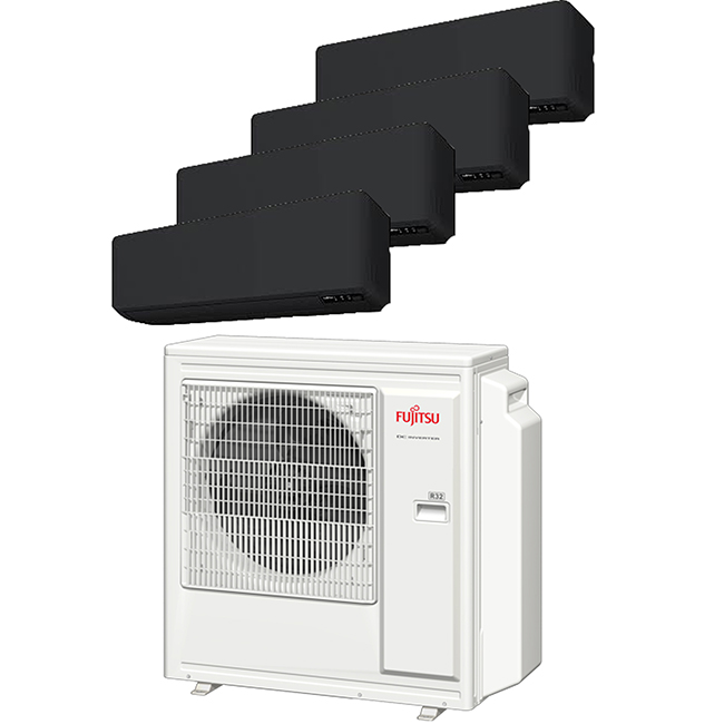 Multi-split geconnecteerd op 4 kamers met telkens Fujitsu KM-series Black. Met 1 airconditioning buitentoestel koel je neerdere kamers tegelijkertijd.