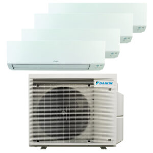 Daikin multi-split geconnecteerd op 4 kamers met het binnentoestel Perfera. Meerdere kamers erwarmen & koelen met maar 1 airco buitentoestel.