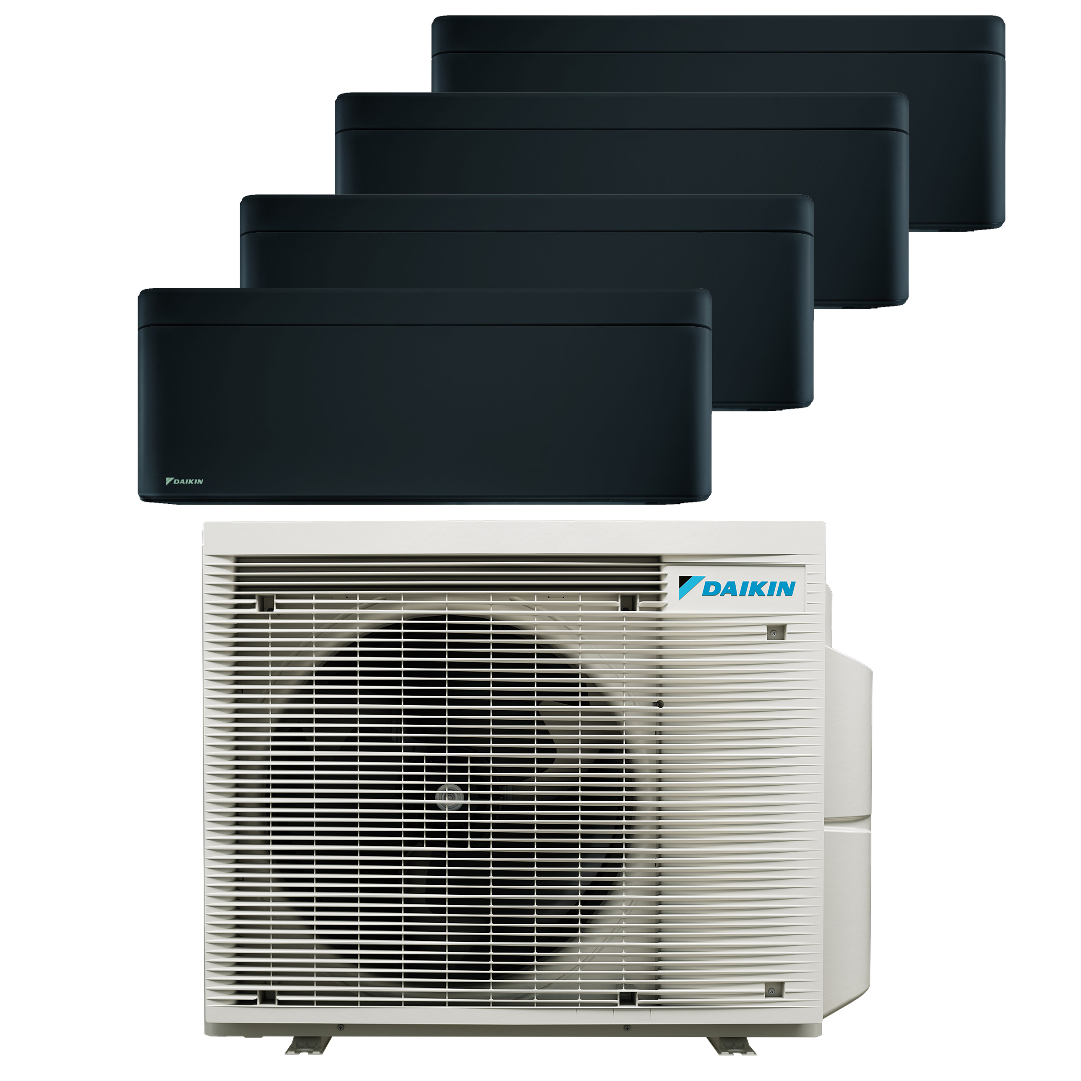 Daikin multi-split 4 kamers met het binnentoestel Stylish Black. Meerdere kamers erwarmen & koelen met maar 1 airco buitentoestel.