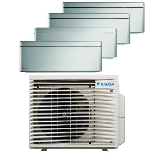 Daikin multi-split 4 kamers met het binnentoestel Stylish Silver. Meerdere kamers erwarmen & koelen met maar 1 airco buitentoestel.
