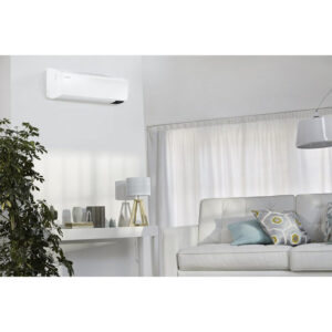 Samsung Cebu airco: perfecte budgetairco, modern design met zwart display. Inverter, zelfreiniging, timer, slaapmodus. Geschikt voor woonkamers.