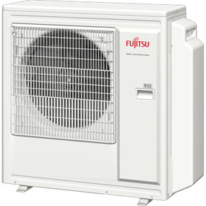 Fujitsu Multi 4 kamers airconditioner buitenunit: Buitenunit voor maximaal 4 binnenunits, inverter, R32-koelmiddel, stilte, design. Koel of verwarm 4 ruimtes.