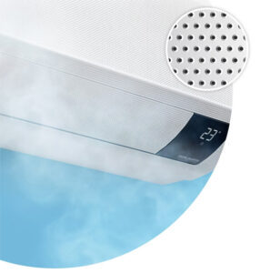 Toont een Samsung Windfree airco en zijn microgaatjes